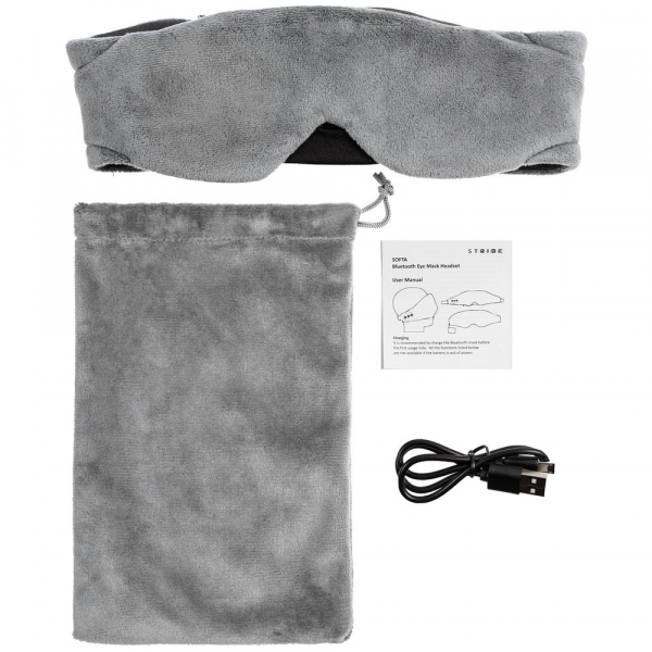 Маска для сна с Bluetooth наушниками Softa 2, серая - купить оптом