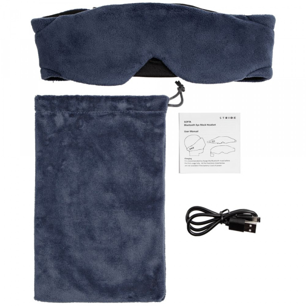 Маска для сна с Bluetooth наушниками Softa 2, синяя - купить оптом