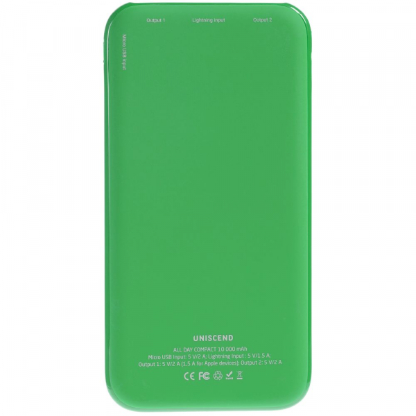 Внешний аккумулятор Uniscend All Day Compact 10000 мАч, зеленый - купить оптом