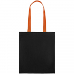 Холщовая сумка BrighTone, черная с оранжевыми ручками, фото 2