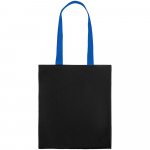 Холщовая сумка BrighTone, черная с ярко-синими ручками, фото 2