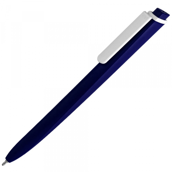 Ручка шариковая Pigra P02 Mat, темно-синяя с белым - купить оптом