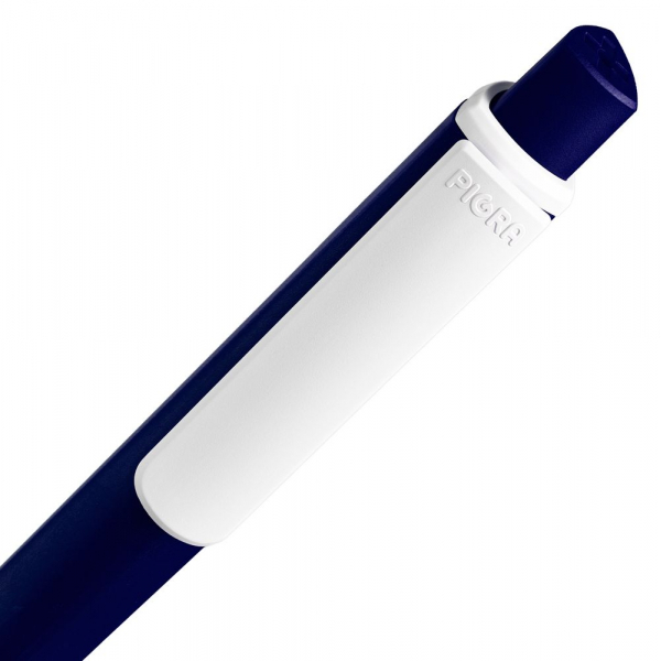 Ручка шариковая Pigra P02 Mat, темно-синяя с белым - купить оптом