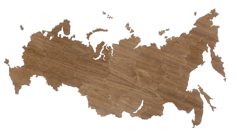 Деревянная карта России, орех - купить оптом