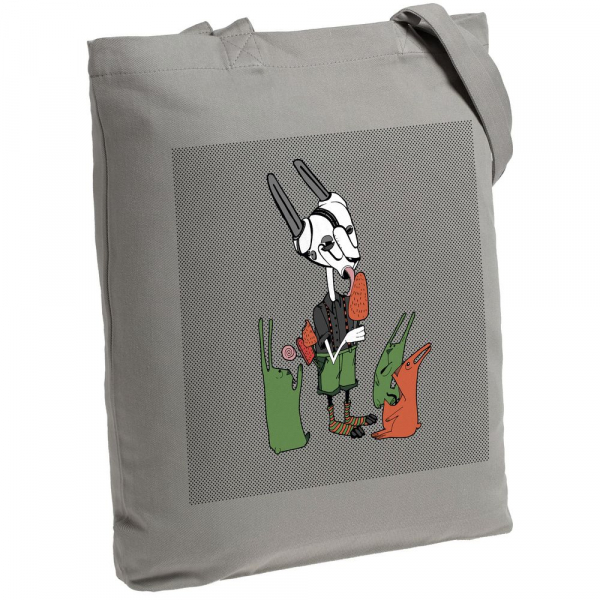 Холщовая сумка «Зайцы и морковное мороженое», серая - купить оптом