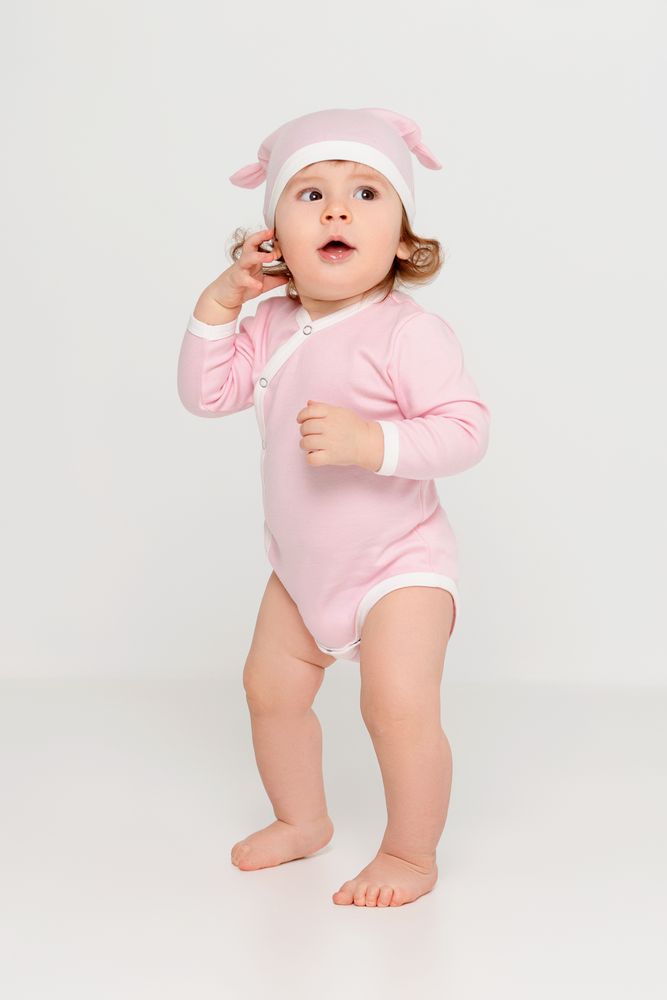 Боди детское Baby Prime, розовое с молочно-белым - купить оптом