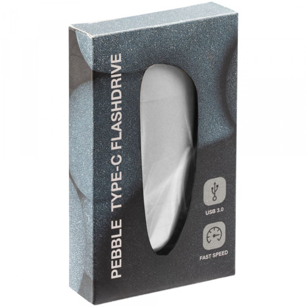 Флешка Pebble Type-C, USB 3.0, светло-серая, 16 Гб - купить оптом