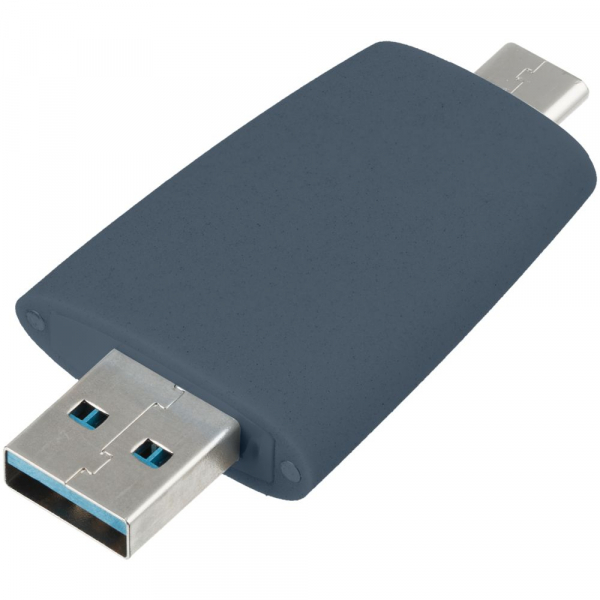 Флешка Pebble Type-C, USB 3.0, серо-синяя, 16 Гб - купить оптом