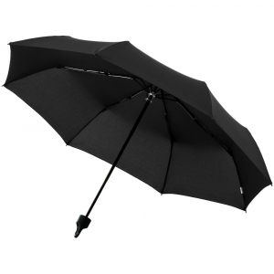 Зонт складной Clevis с ручкой-карабином, черный - купить оптом