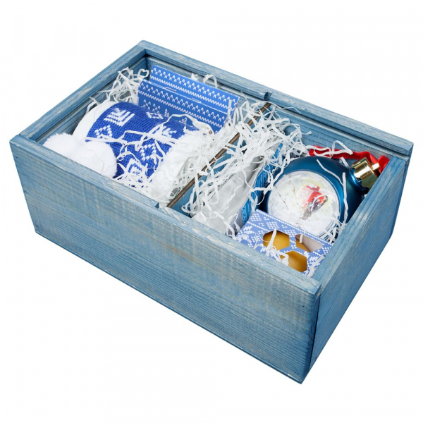 Коробка деревянная «Скандик», малая, синяя - купить оптом