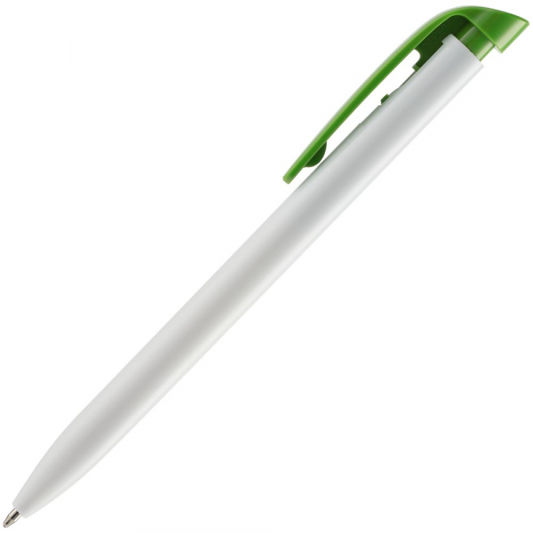 Ручка шариковая Favorite, белая с зеленым - купить оптом