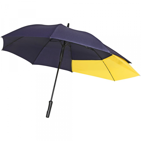Зонт-трость Fiber Move AC, темно-синий с желтым - купить оптом