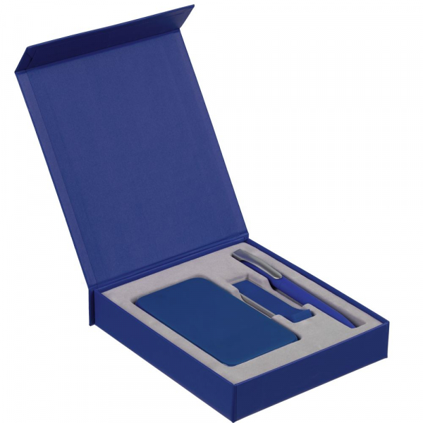 Коробка Latern для аккумулятора 5000 мАч, флешки и ручки, синяя - купить оптом