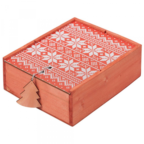 Коробка деревянная «Скандик», средняя, красная - купить оптом