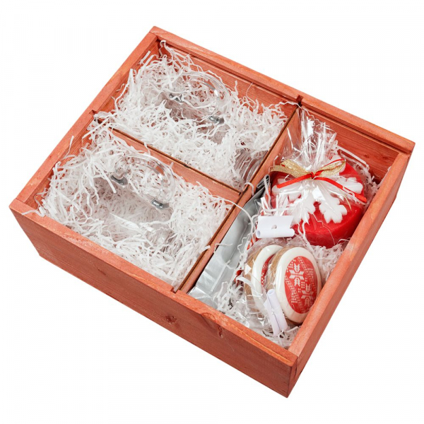 Коробка деревянная «Скандик», средняя, красная - купить оптом