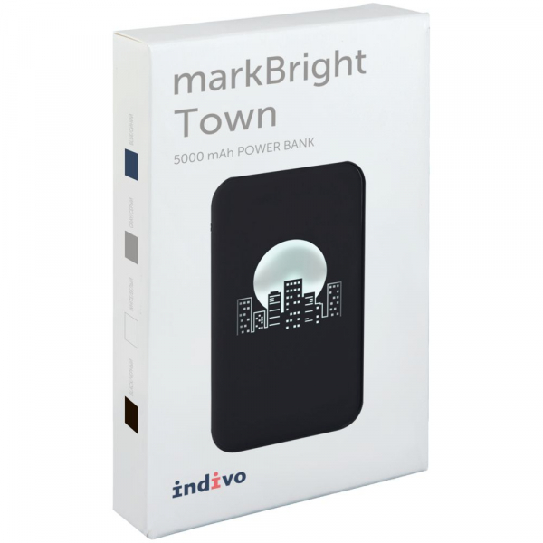 Аккумулятор с подсветкой markBright Town, 5000 мАч, черный - купить оптом