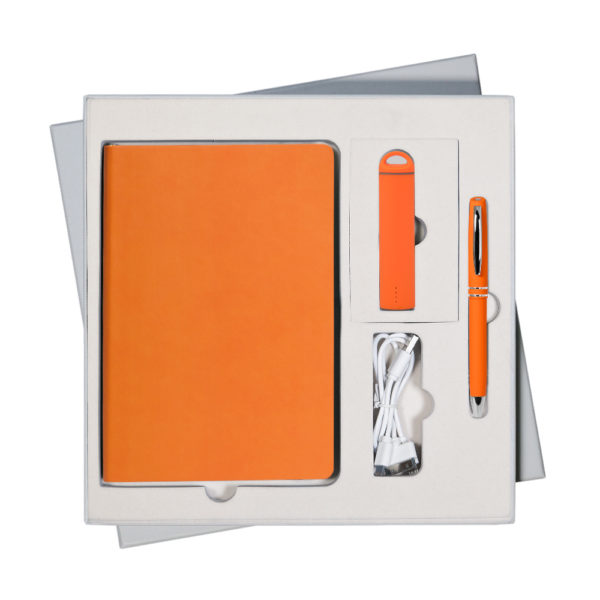 Подарочный набор Portobello/Latte оранжевый (Ежедневник недат А5, Ручка, Power Bank) - купить оптом