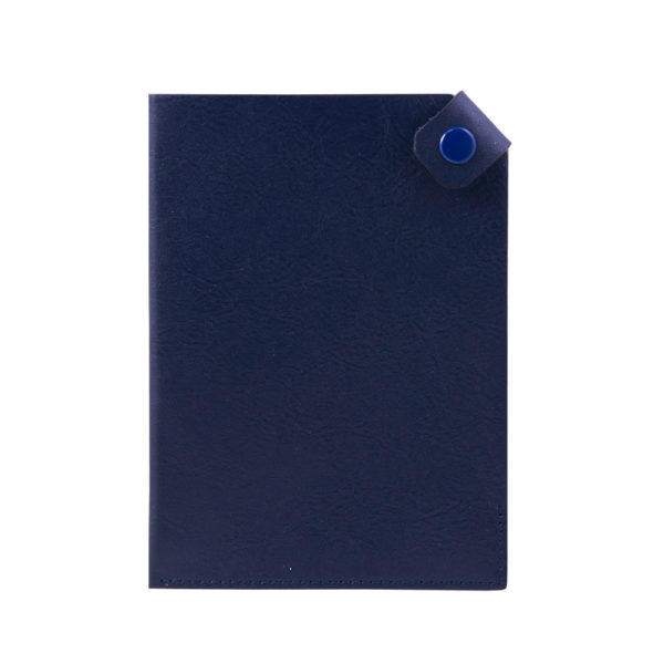 Чехол для паспорта PURE 140*100 мм., застежка на кнопке, натуральная кожа (фактурная), синий - купить оптом