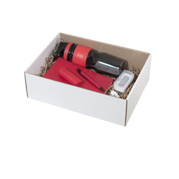 Подарочный набор Portobello красный в большой универсальной подарочной коробке (Спортбутылка, Ежедневник недат А5, Power bank, Ручка, Флешка) - купить оптом
