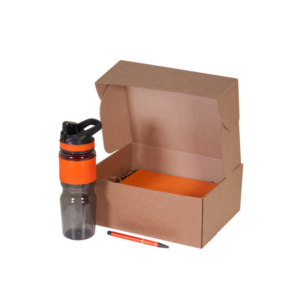 Подарочный набор Portobello оранжевый в малой универсальной подарочной коробке (Ежедневник недат А5 (Summer time), Спортбутылка, Ручка) - купить оптом