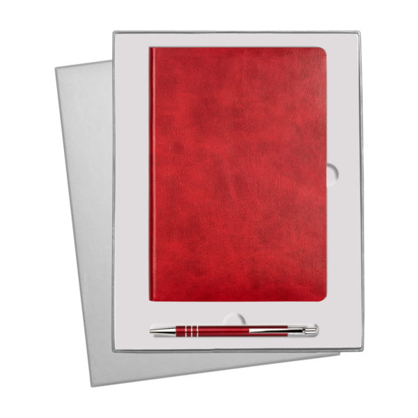 Подарочный набор Atlas/City, красный (ежедневник недат А5, ручка) - купить оптом