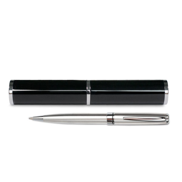 Набор ручка Tesoro c футляром, серебряный, черный - купить оптом