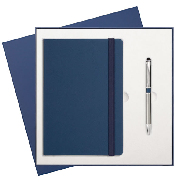 Подарочный набор Marseille soft touch/iP, синий (ежедневник недат А5, ручка) - купить оптом
