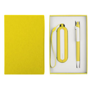 Набор SEASHELL-1:Универсальный аккумулятор(2000 mAh) и ручка в подарочной коробке,желтый, шт - купить оптом