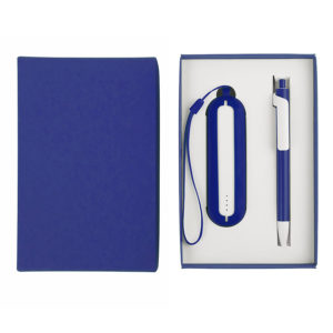 Набор SEASHELL-1:Универсальный аккумулятор(2000 mAh) и ручка в подарочной коробке,синий, шт - купить оптом