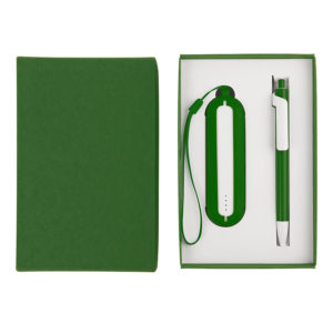 Набор SEASHELL-1:Универсальный аккумулятор(2000 mAh) и ручка в подарочной коробке,зеленый, шт - купить оптом