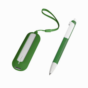 Набор SEASHELL-1:Универсальный аккумулятор(2000 mAh) и ручка в подарочной коробке,зеленый, шт - купить оптом