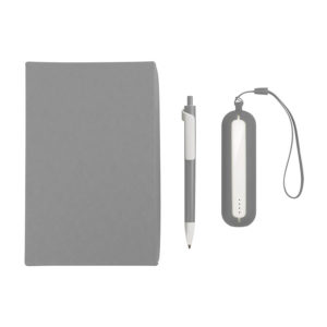 Набор SEASHELL-1:Универсальный аккумулятор(2000 mAh) и ручка в подарочной коробке,серый, шт - купить оптом