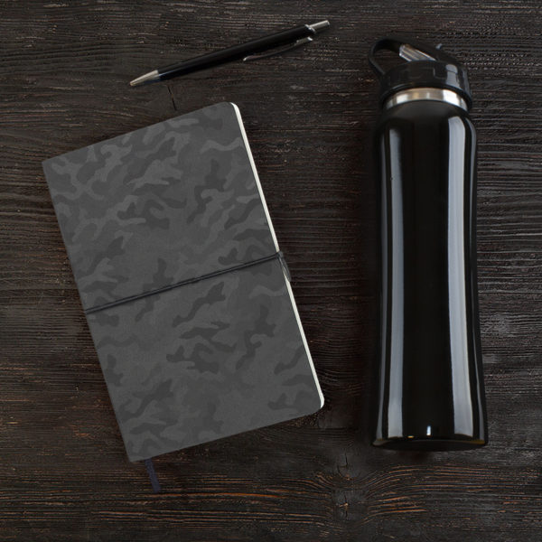 Набор подарочный SUNSHINE: бутылка для воды, бизнес-блокнот, ручка, коробка со стружкой, черный - купить оптом