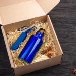 Набор подарочный ENERGYHINT: зарядное устройство, бутылка, коробка, стружка, синий, фото 1