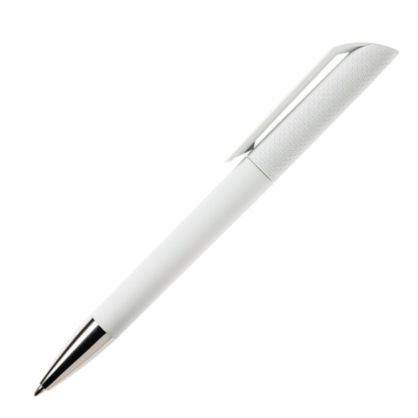 Ручка шариковая FLOW, покрытие soft touch, белый, пластик - купить оптом