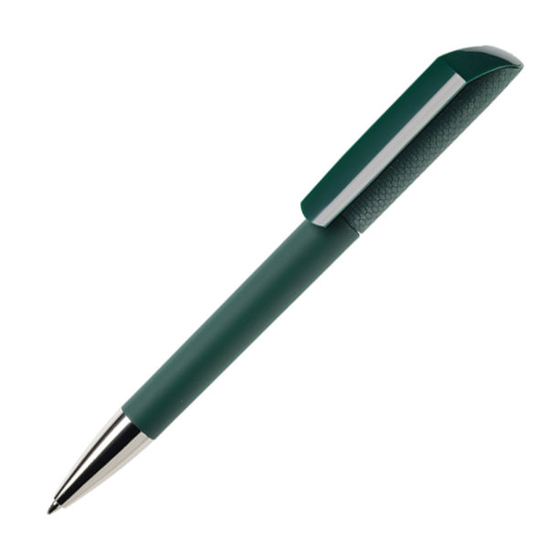 Ручка шариковая FLOW, покрытие soft touch, темно-зеленый, пластик - купить оптом