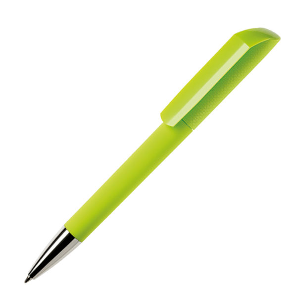 Ручка шариковая FLOW, покрытие soft touch, зеленое яблоко, пластик - купить оптом