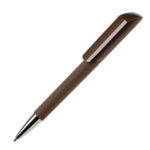 Ручка шариковая FLOW, покрытие soft touch, коричневый, пластик