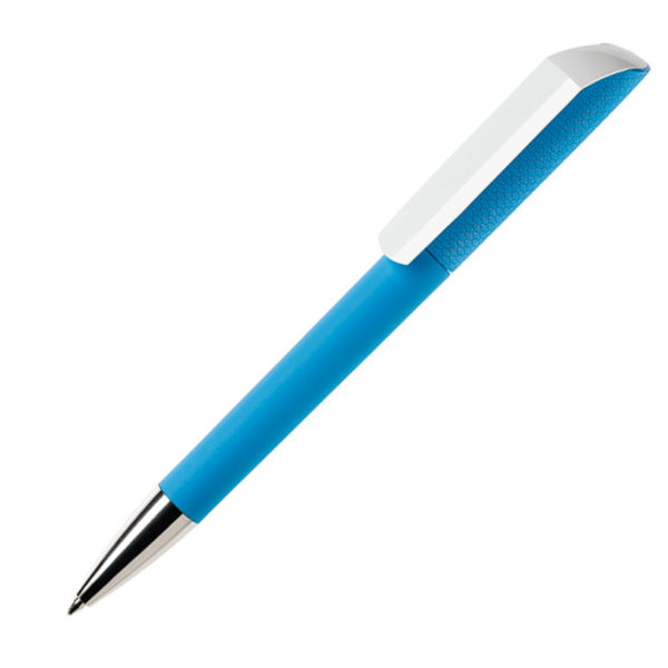 Ручка шариковая FLOW, покрытие soft touch, бирюзовый, пластик - купить оптом