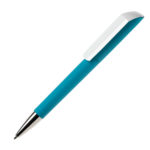 Ручка шариковая FLOW, покрытие soft touch, лазурный, пластик - купить оптом