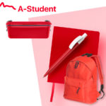 Набор подарочный A-STUDENT: бизнес-блокнот, ручка, ланчбокс, рюкзак, синий - купить оптом
