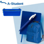 Набор подарочный A-STUDENT: бизнес-блокнот, ручка, ланчбокс, рюкзак, синий