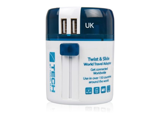 Адаптер с 2-мя USB-портами Twist & Slide - купить оптом
