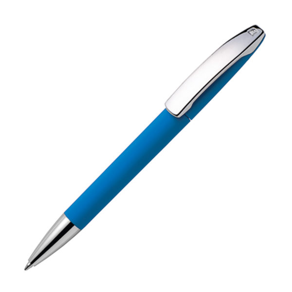 Ручка шариковая VIEW, покрытие soft touch, лазурный, пластик, металл - купить оптом