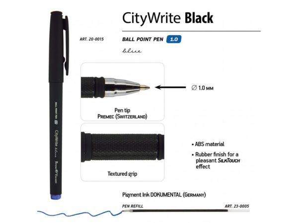 Ручка пластиковая шариковая «CityWrite Black» - купить оптом