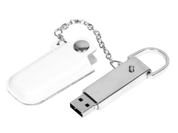 USB 2.0- флешка на 16 Гб в массивном корпусе с кожаным чехлом - купить оптом