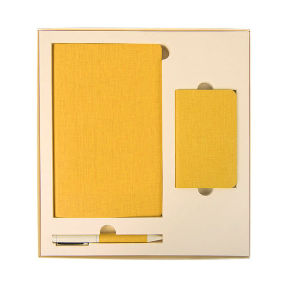 Набор подарочный PROVENCE, Универсальный аккумулятор(5000мАh), блокнот и ручка, желтый, шт - купить оптом
