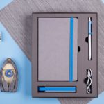 Набор  FANCY:Универсальный аккумулятор(2200мАh), блокнот и ручка в подарочной коробке,голубо, шт, фото 3