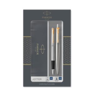 Набор Parker «Jotter Core Stainless Steel GT»: ручка шариковая, ручка перьевая - купить оптом