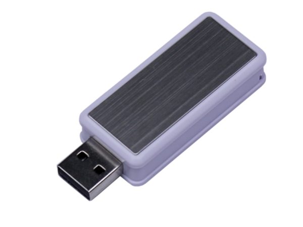 USB 2.0- флешка промо на 4 Гб прямоугольной формы, выдвижной механизм - купить оптом